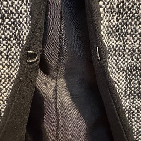 Talbots Tweed Blazer Petite 10P Black Classic Preppy Suit Jacket Grosgrain Trim - Picture 8 of 16